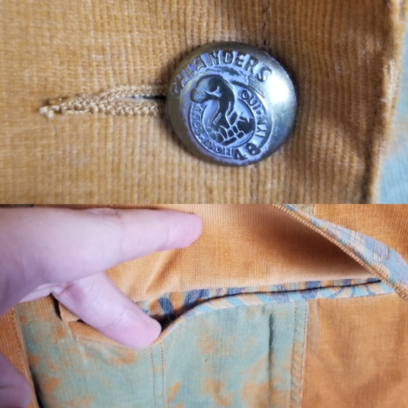 Vintage 90s Y2K Alain Weiz Sport Printed Double-breasted Corduroy Jacket Sz 18 - Picture 11 of 15